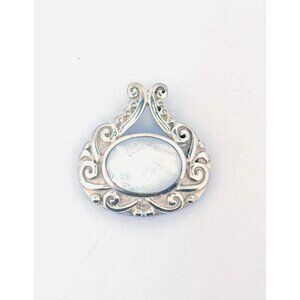 Estate Sterling Silver 925 Thai Pendant Mother of Pearl Oval No Chain 7.7g